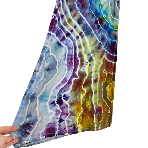 Handmade Geode Tie Dye Dress Womens Size Medium Deep Vneck Upcycled Colorful - Picture 4 of 13